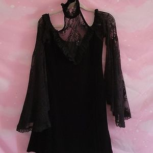Killstar goth lace velvet dress, black, size L